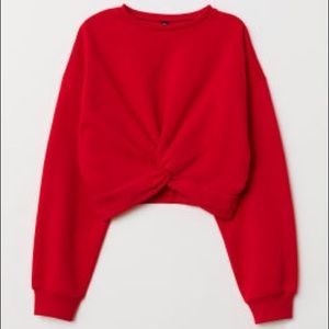 Twist-Front Cropped Sweatshirt